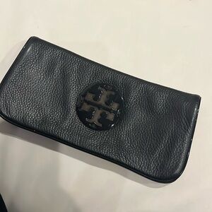 Tory Burch black leather clutch with card slots